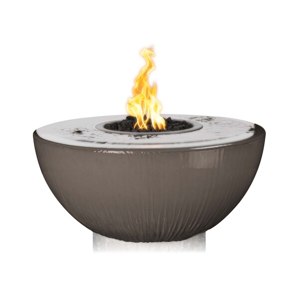 The Outdoor Plus 38 Round Sedona Fire, Water Bowl, GFRC Concrete, Chestnut, Liquid Propane OPT-38FW360E12V-CST-LP - main